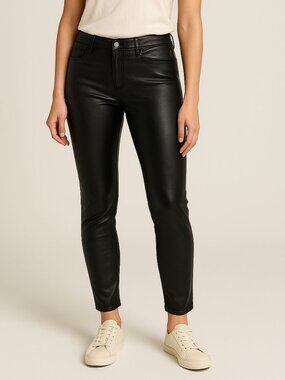 Social Standard Coated Faux Leather Ankle Skinny Pants Black 14